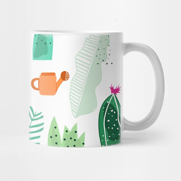 Cactus and flowers tropical pattern by GULSENGUNEL